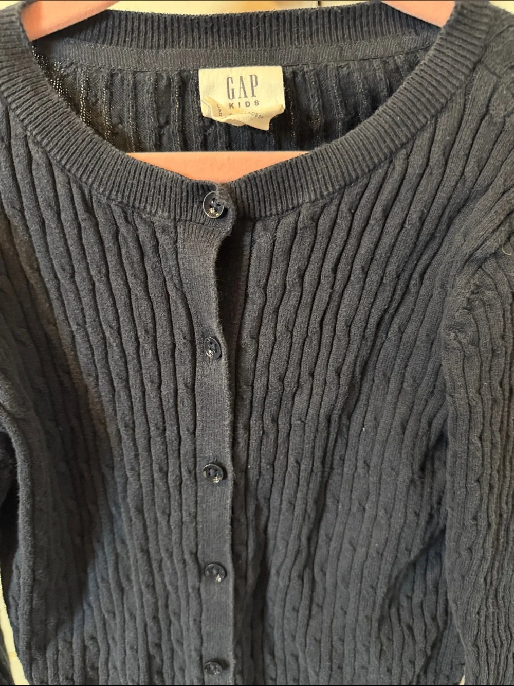 GAP Navy Ribbed Button-Front Cardigan
